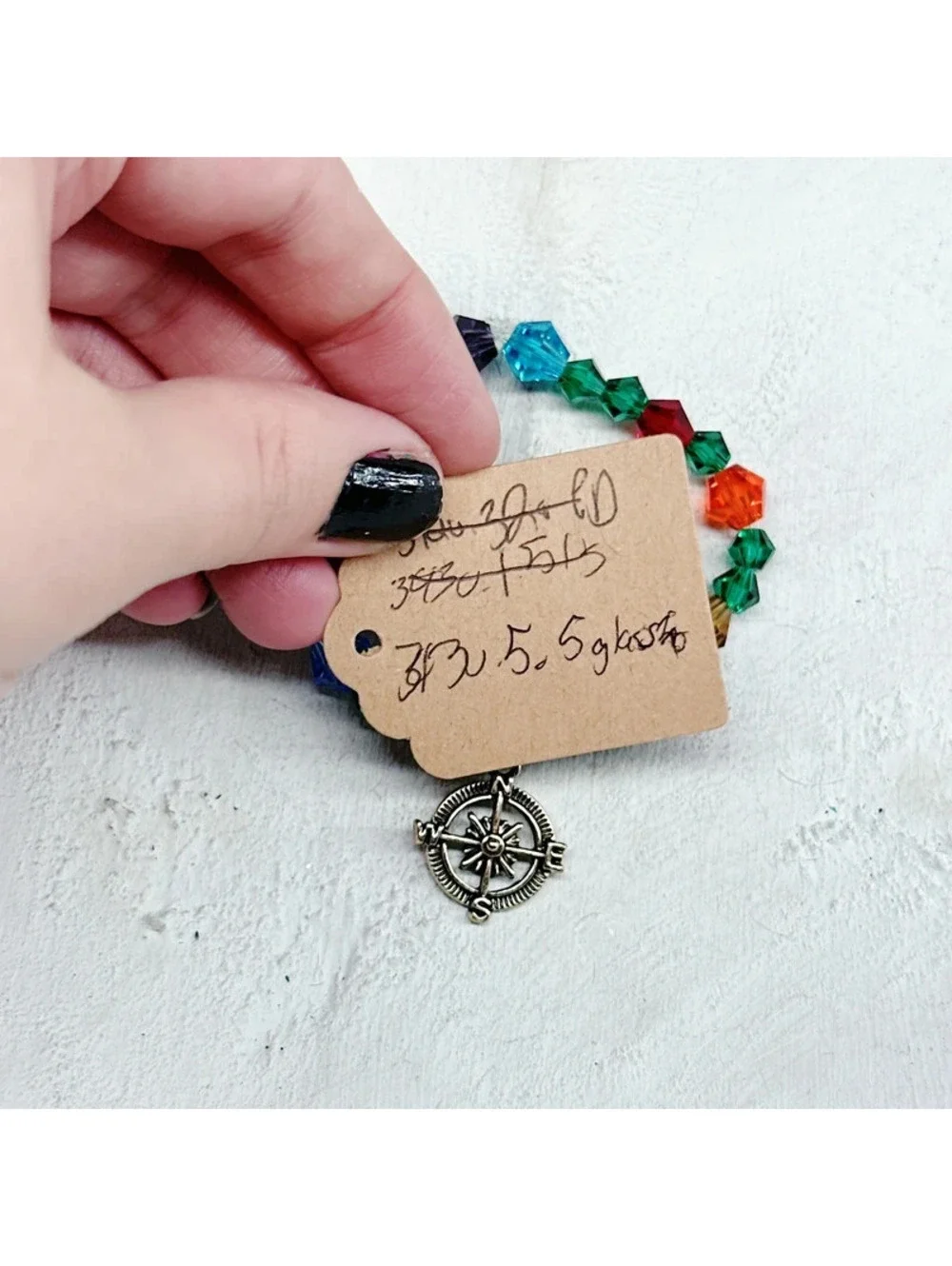 343u. Glass Stretch Bracelet Rainbow